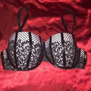 VS bra 34D Very Sexy push up with lace & “leather”
